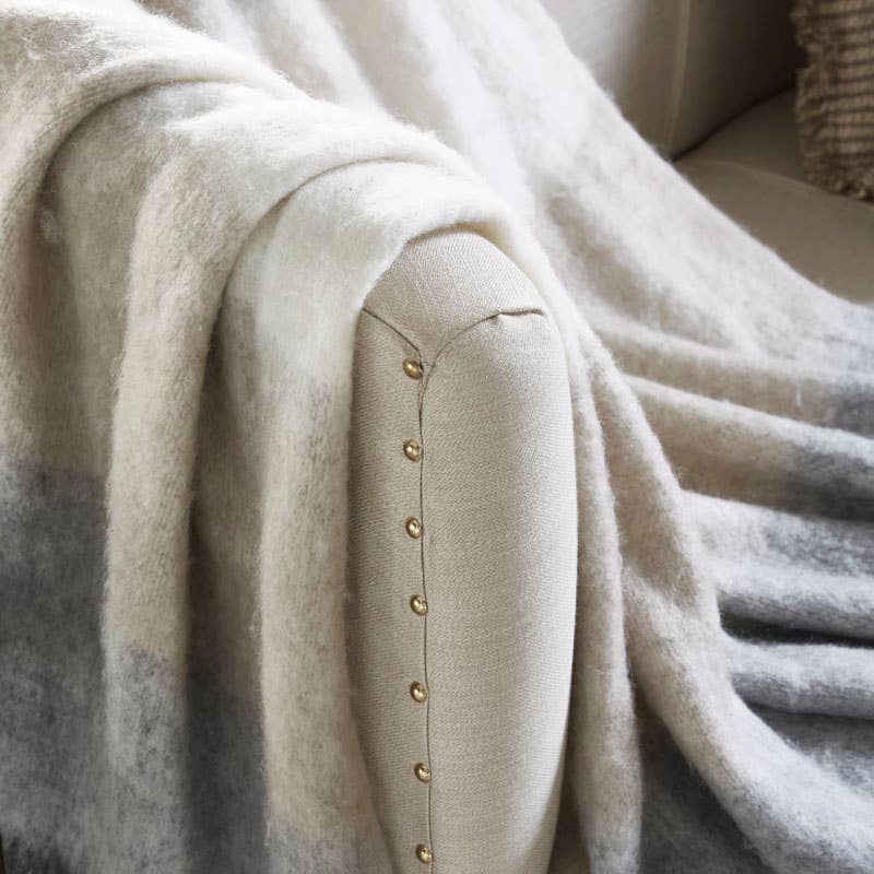 Gradient Faux Mohair Throw Blanket I 50"x 70" I Ivory Grey *