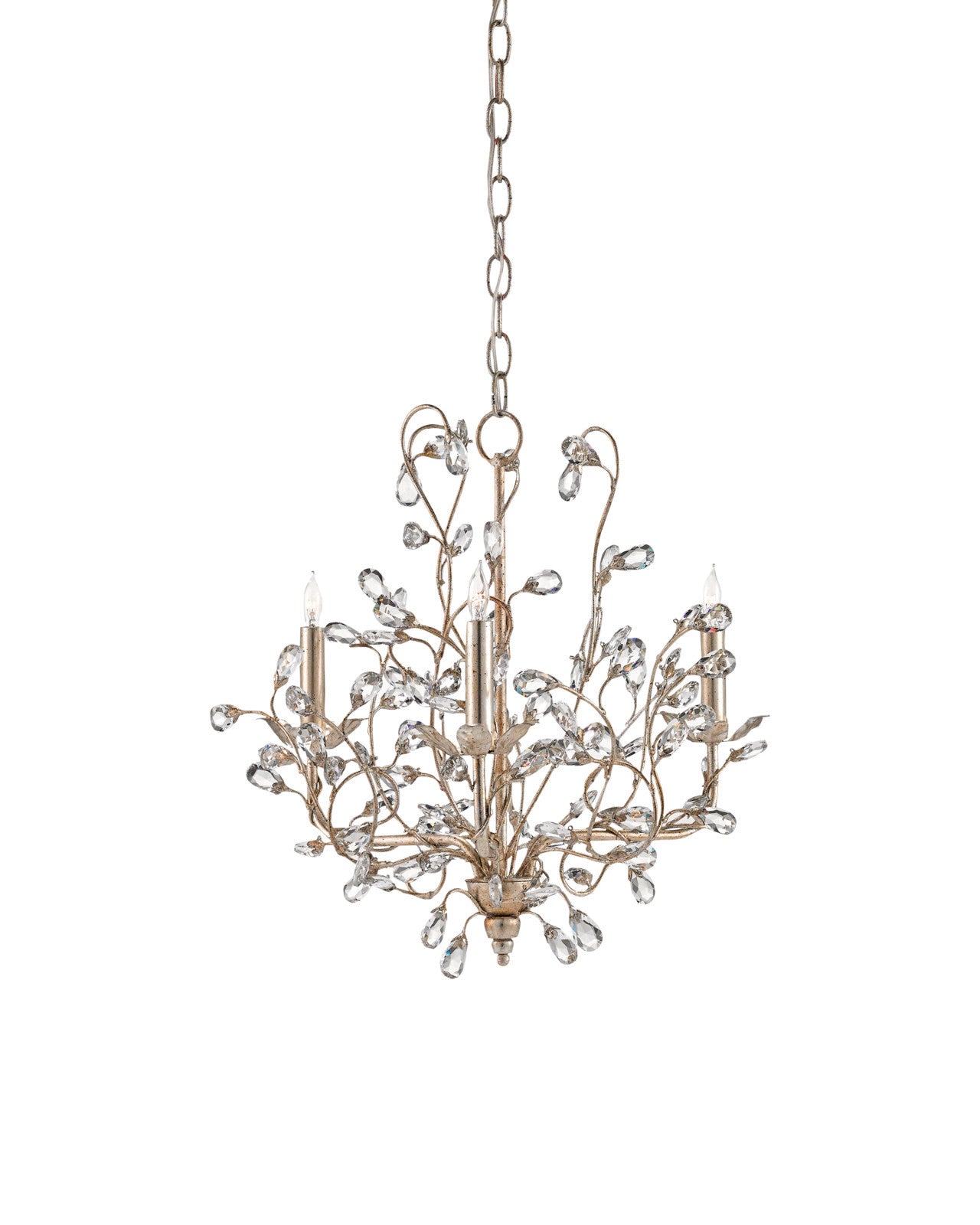 Crystal Bud Small Silver Chandelier by Currey & Co.