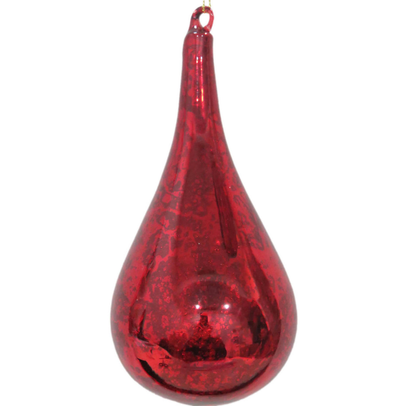 CLOSEOUT 70X155 Mm Teardrop Bulk Glass Orn - Trans Red Crk: 100%GLASS / Christmas