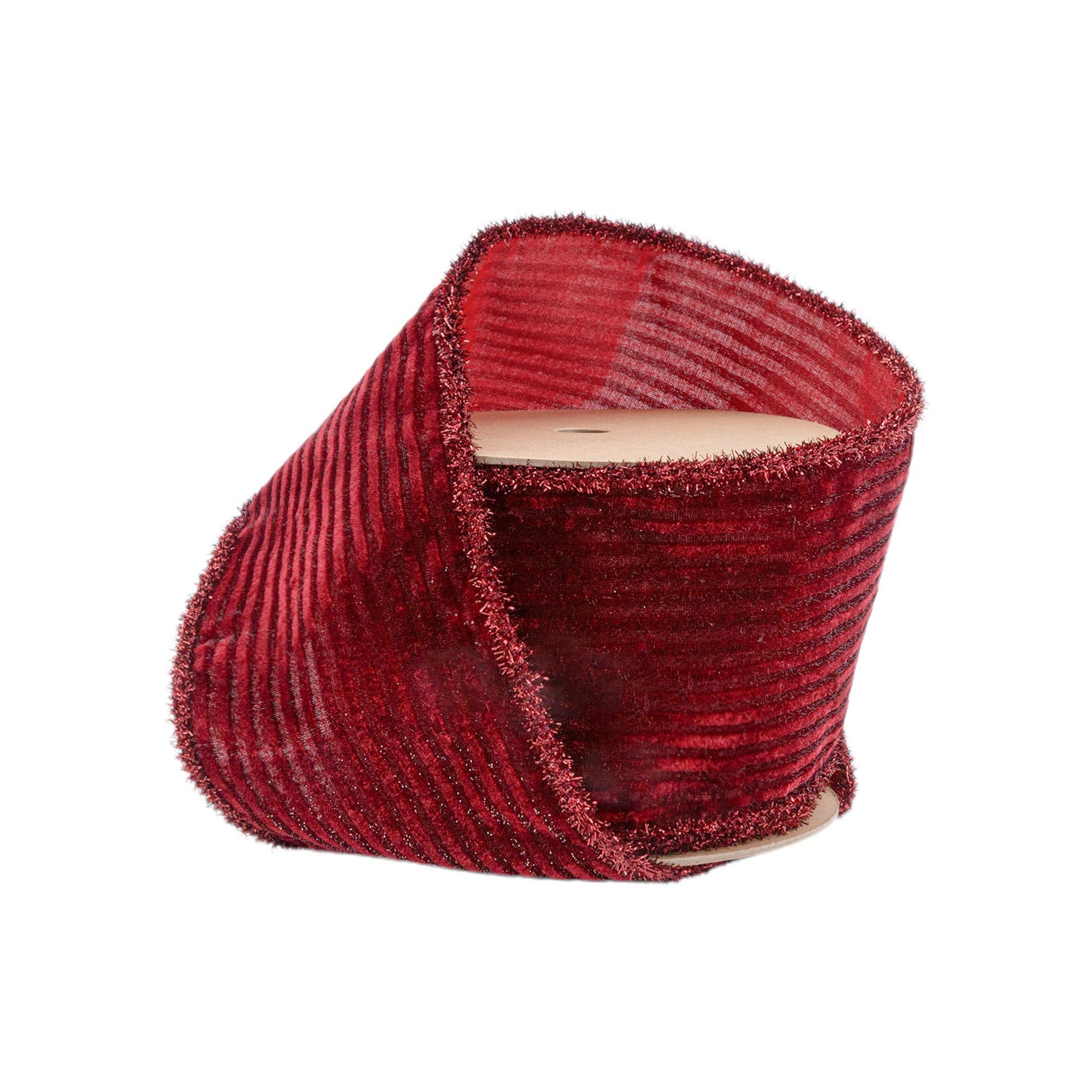 Wired Velvet Ribbon with Tinsel Edging, 10 Yard Roll