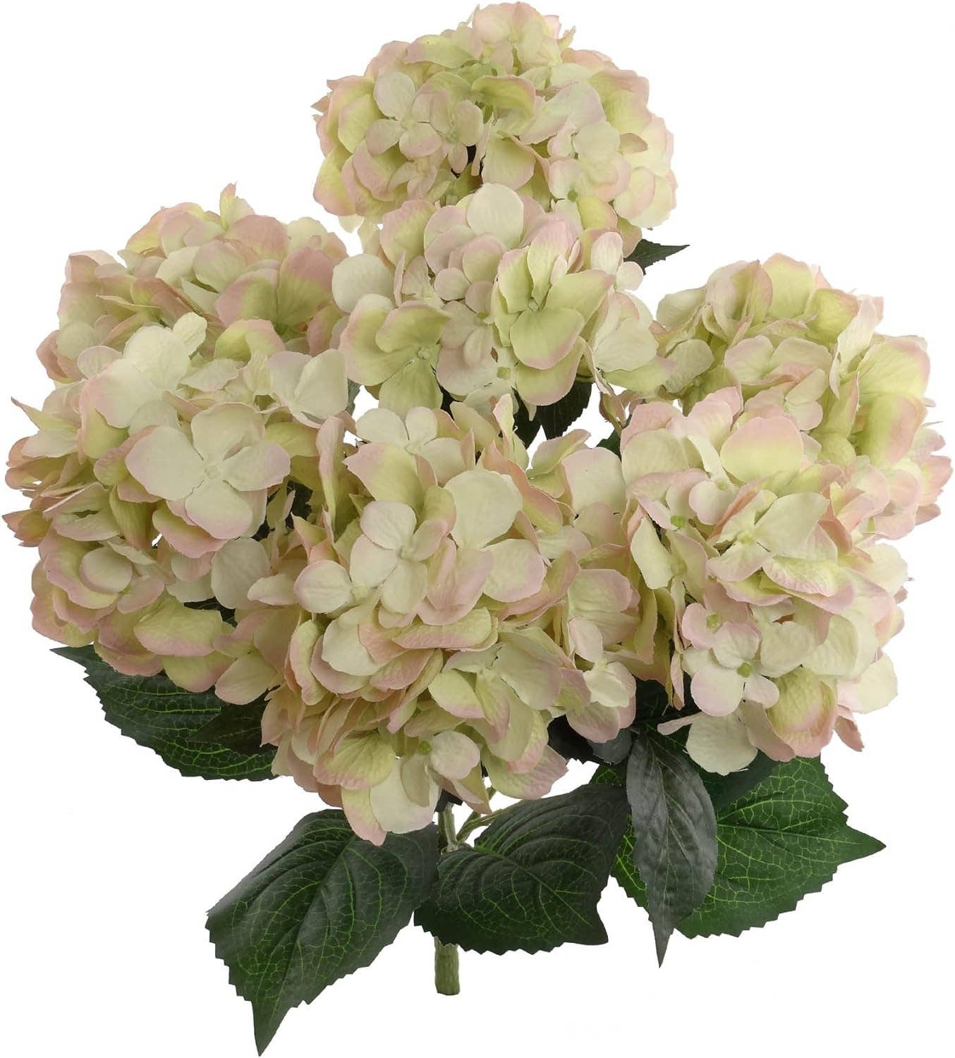 Hydrangea Silk Flowers Plant, Green Pink