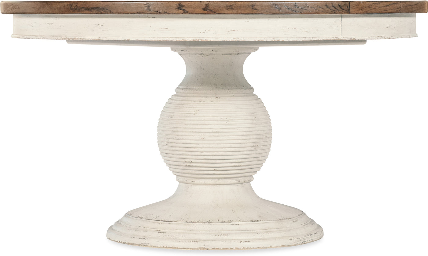 Casual Dining Americana Round Pedestal Dining Table w/1-22in leaf by Hooker Furniture