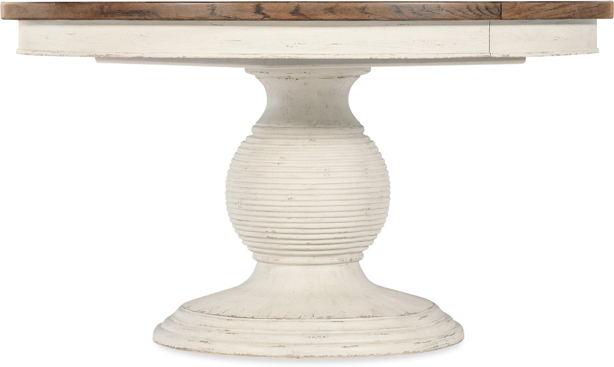 Casual Dining Americana Round Pedestal Dining Table w/1-22in leaf by Hooker Furniture *