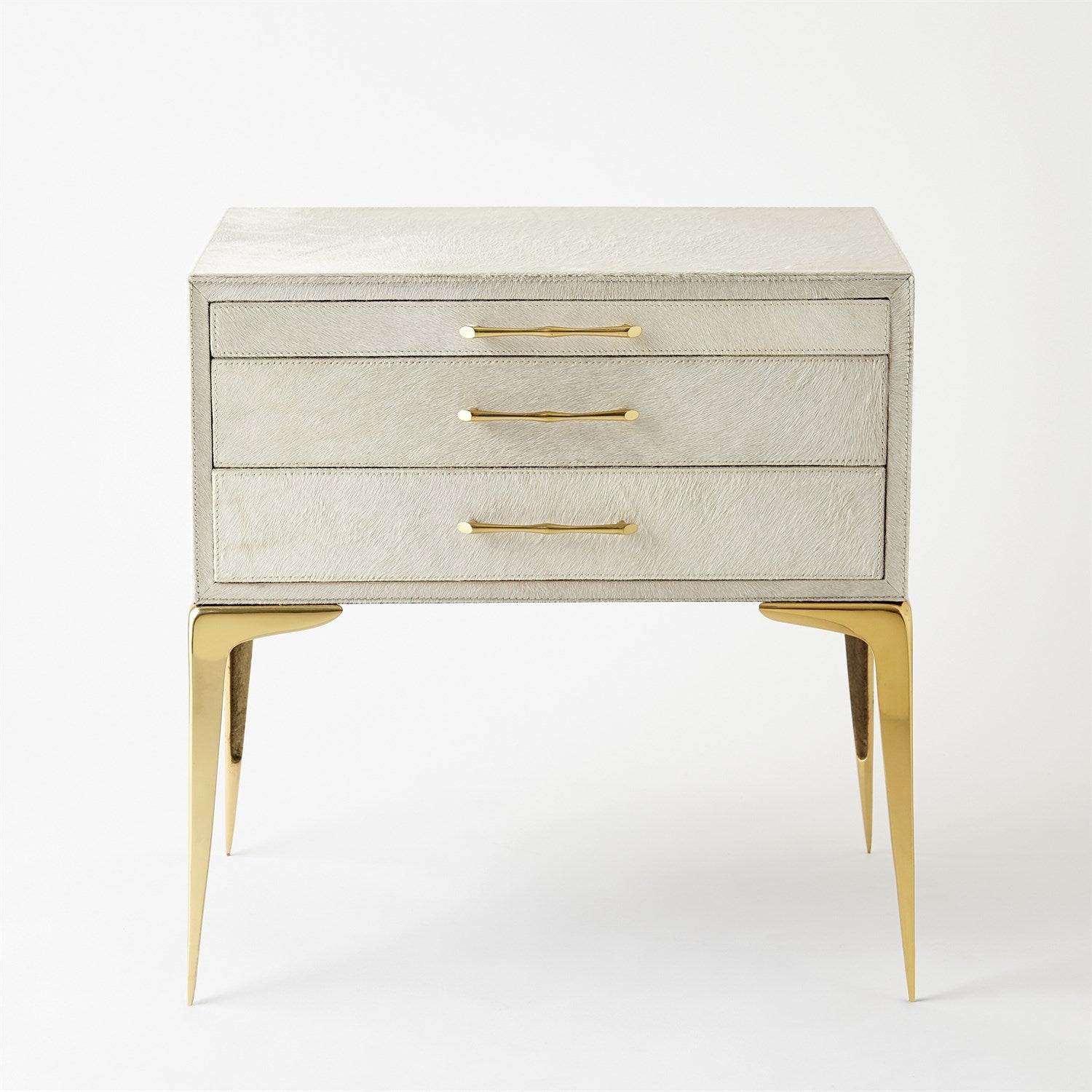 STILETTO BEDSIDE TABLE-WHITE HAIR-ON-HIDE by Global Views *