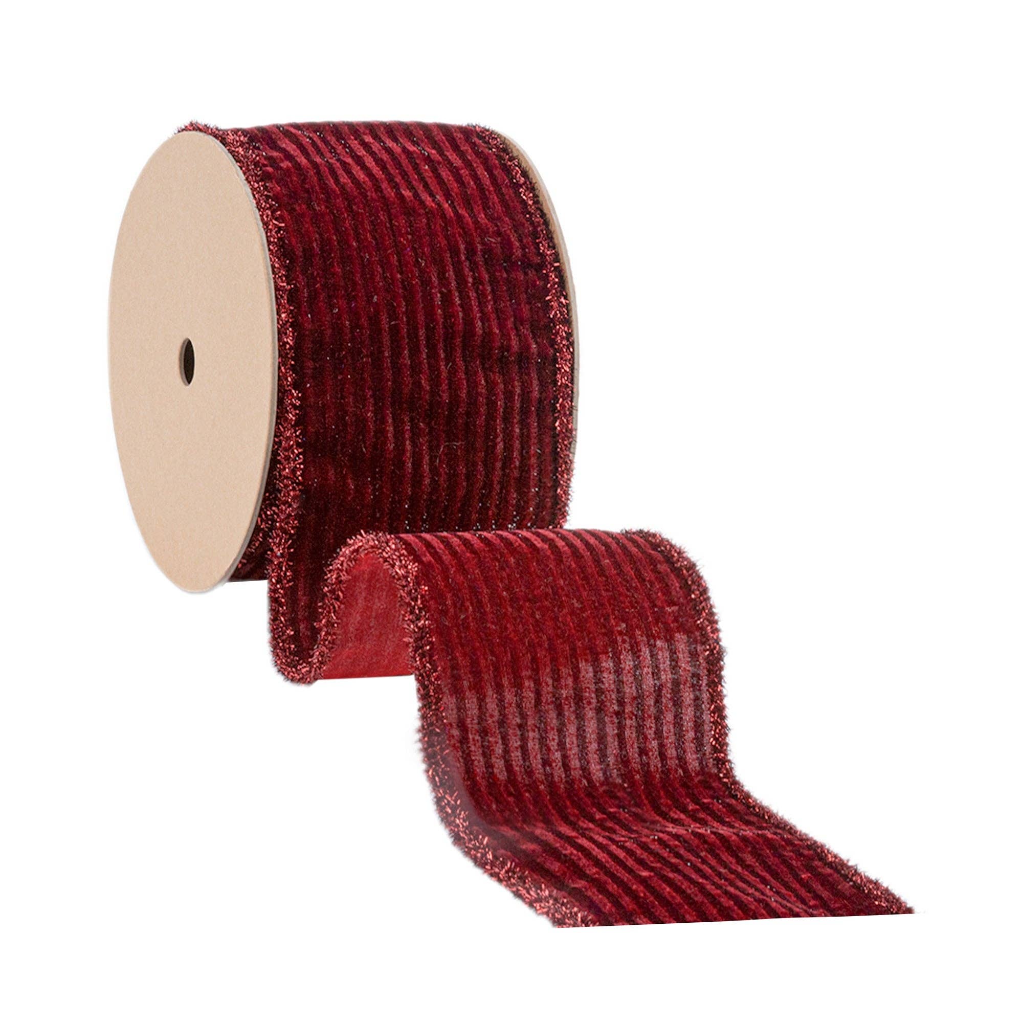 Wired Velvet Ribbon with Tinsel Edging, 10 Yard Roll