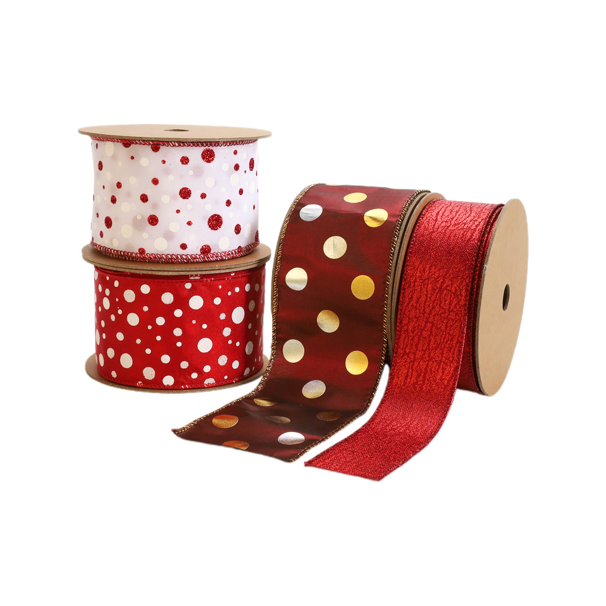 2 1/2" Holiday Wired Ribbon | Rust Lame w/ Metallic Dot | 10 Yard Roll