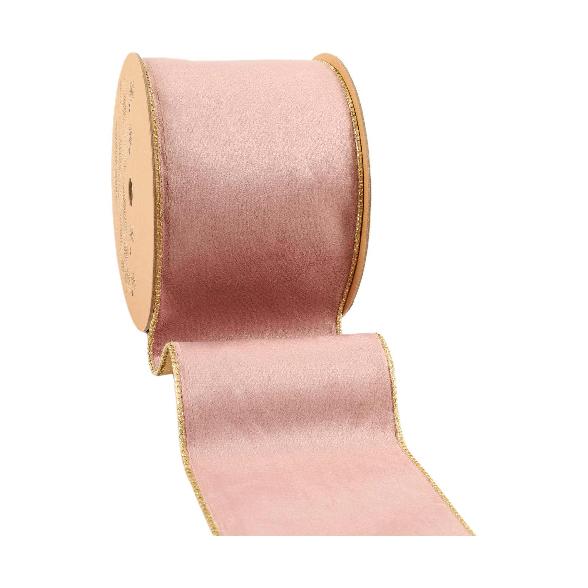 4" Reversible Classic Velvet Wired Ribbon | Pink/Gold | 10 Yard Roll