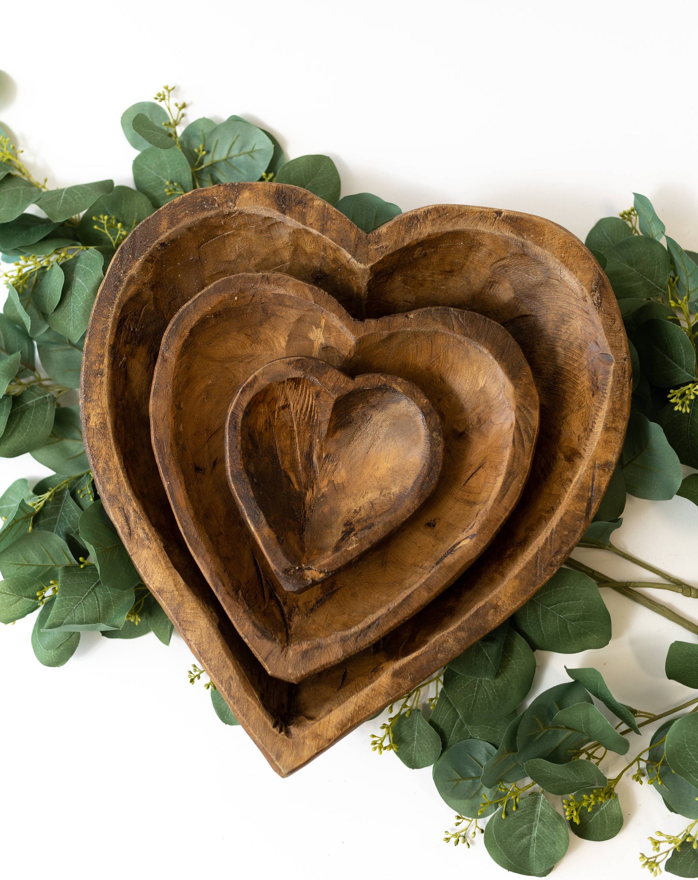 Large Wood Heart Bowl: Natural / 15x16x4