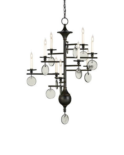 Sethos Small Black Recycled Glass Chandelier by Currey & Co.
