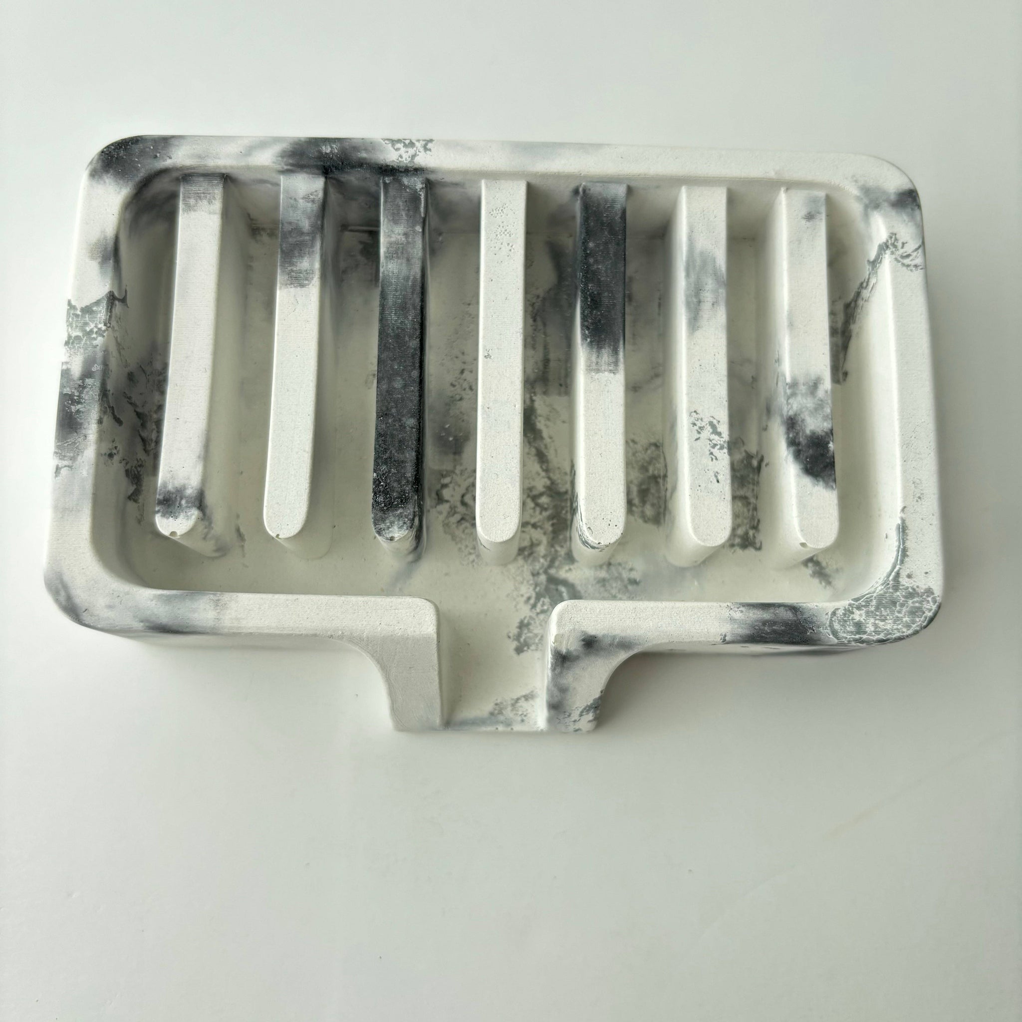 Soap Holder | Concrete Soap Dish: White Gray Marble
