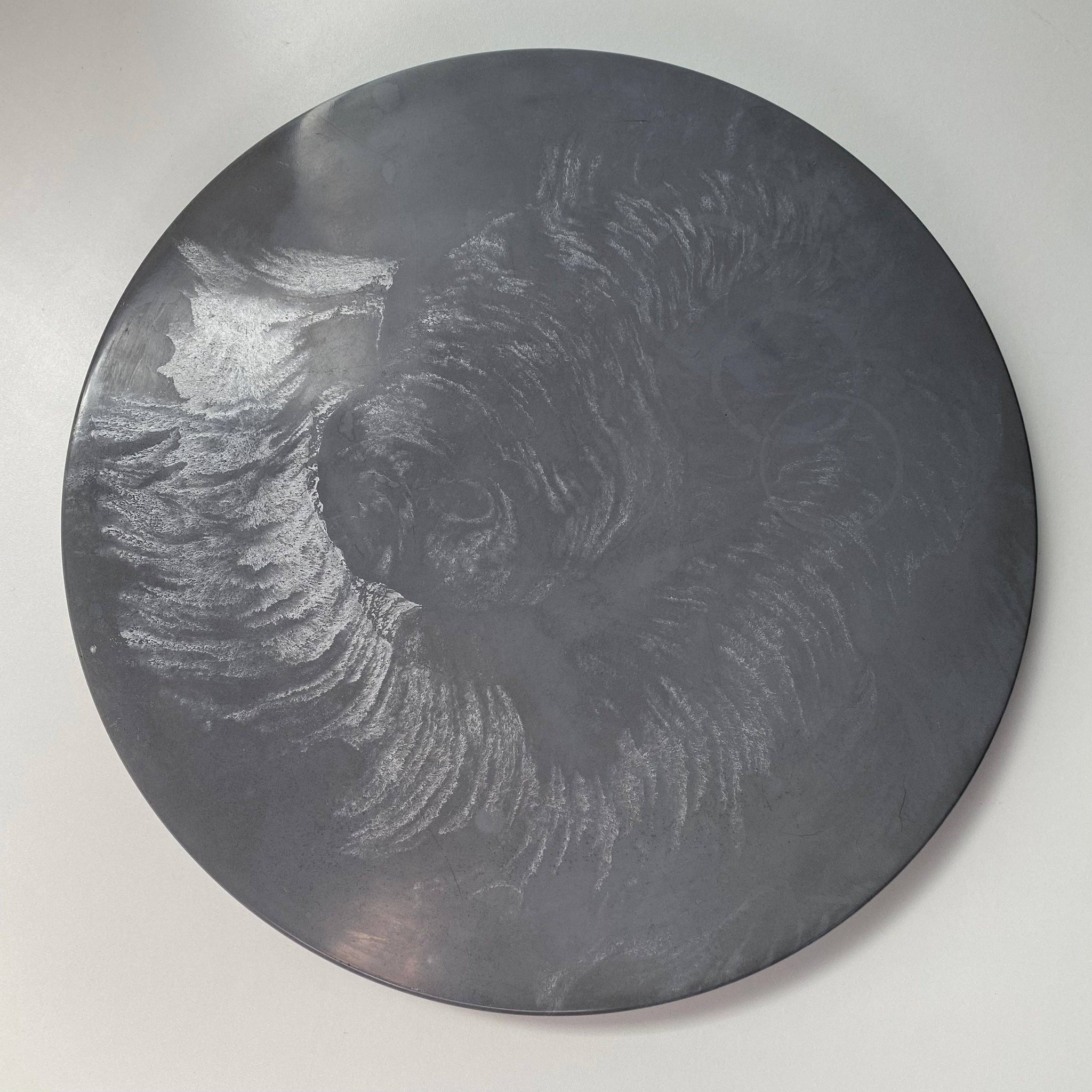 Concrete Lazy Susan 14": Off white black & gold marble *