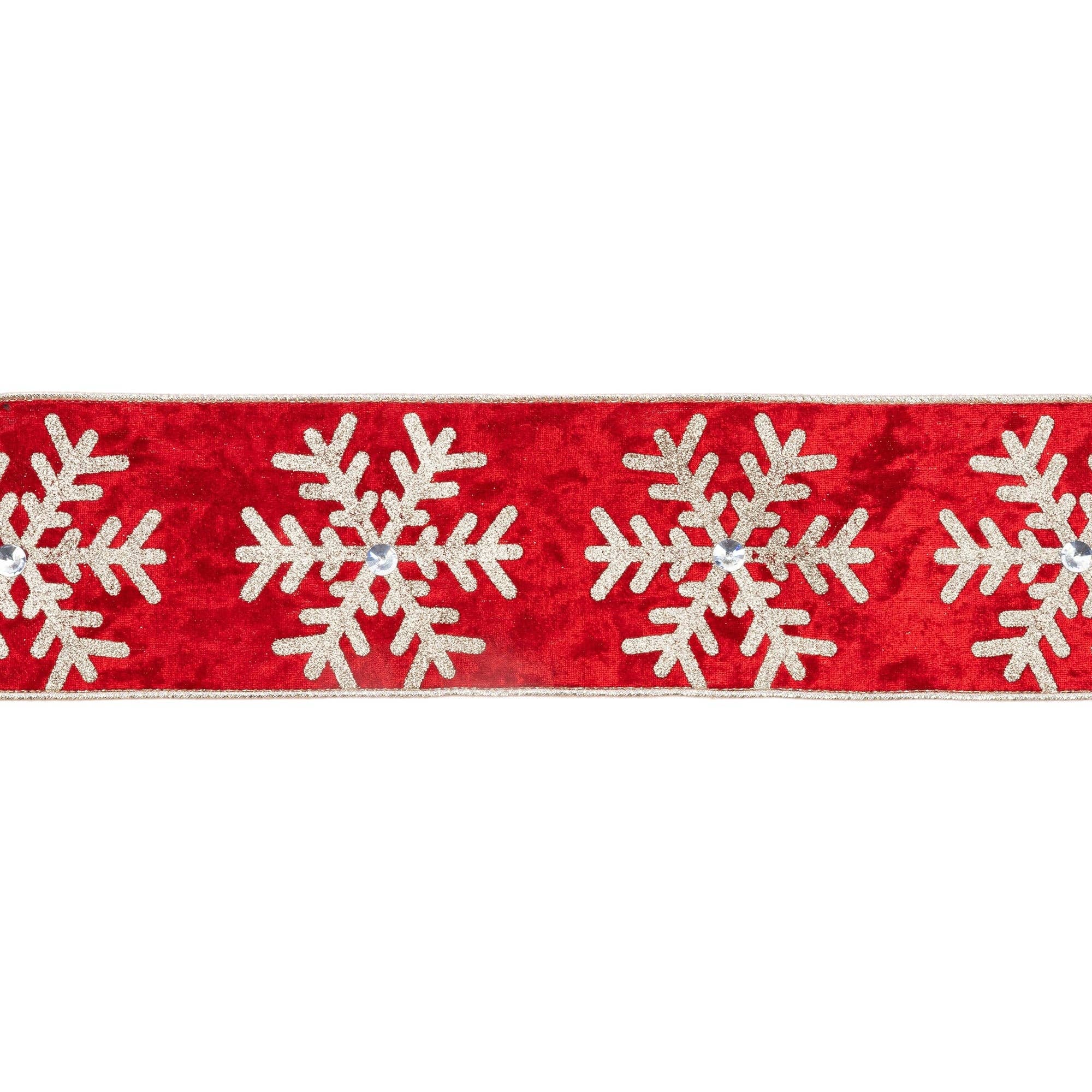 Wired Velvet Glitter Snowflake Jewel Ribbon 10yd