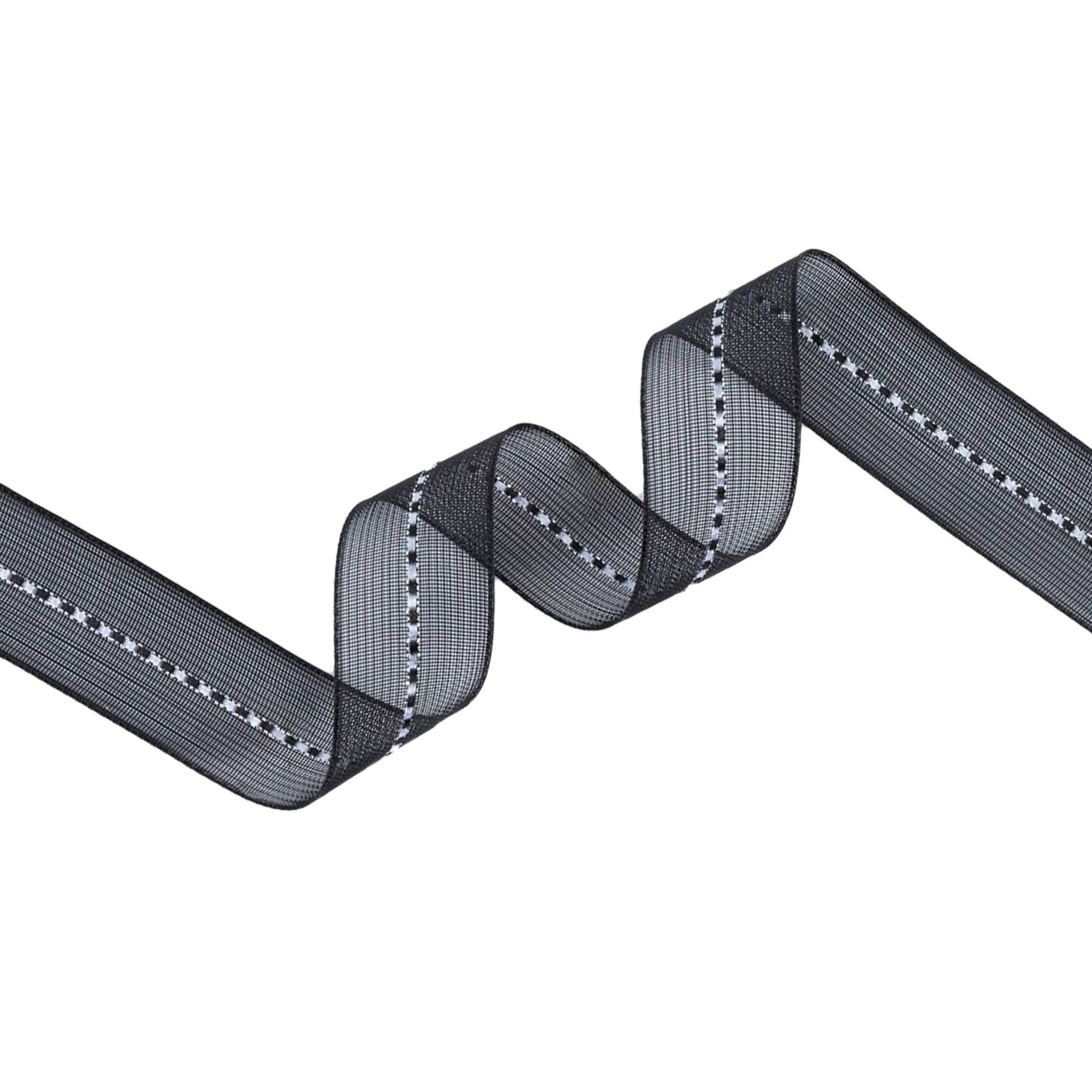 7/8" Sheer Wedding Ribbon | Black | 20 Yard Roll