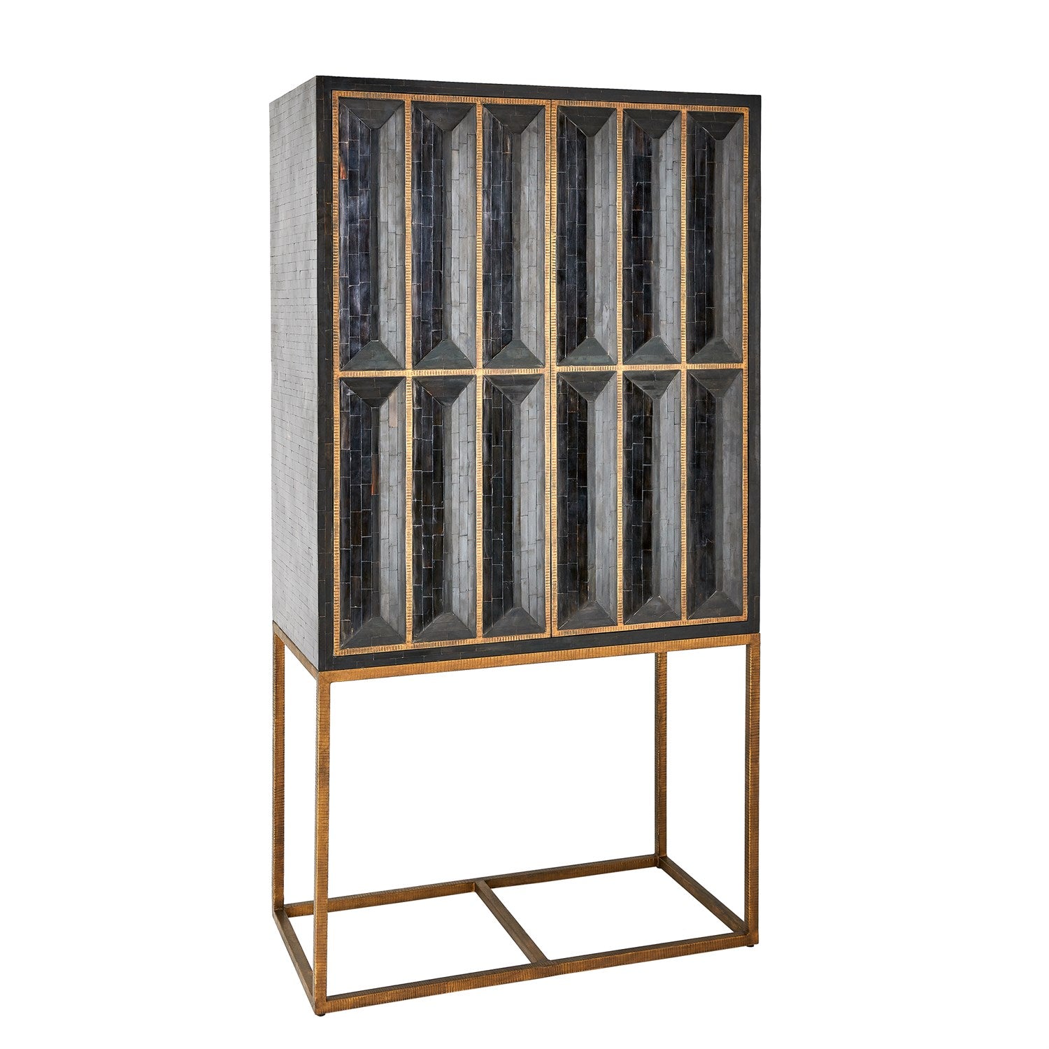 HORN INLAY BAR CABINET-BLACK/ANTIQUE BRASS by Global Views *