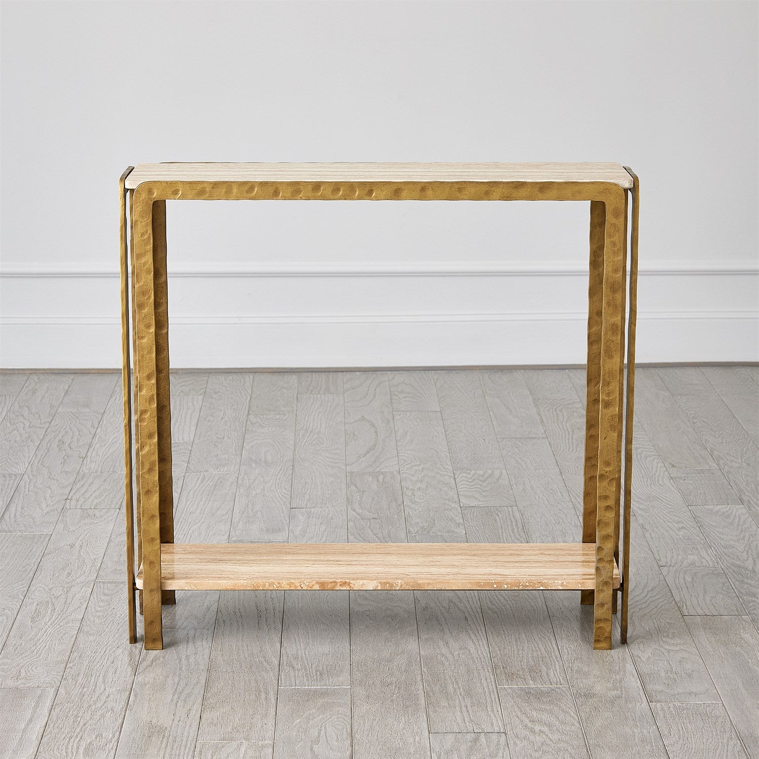 Kraft Console-Light Bronze w/Travertine by Global Views *