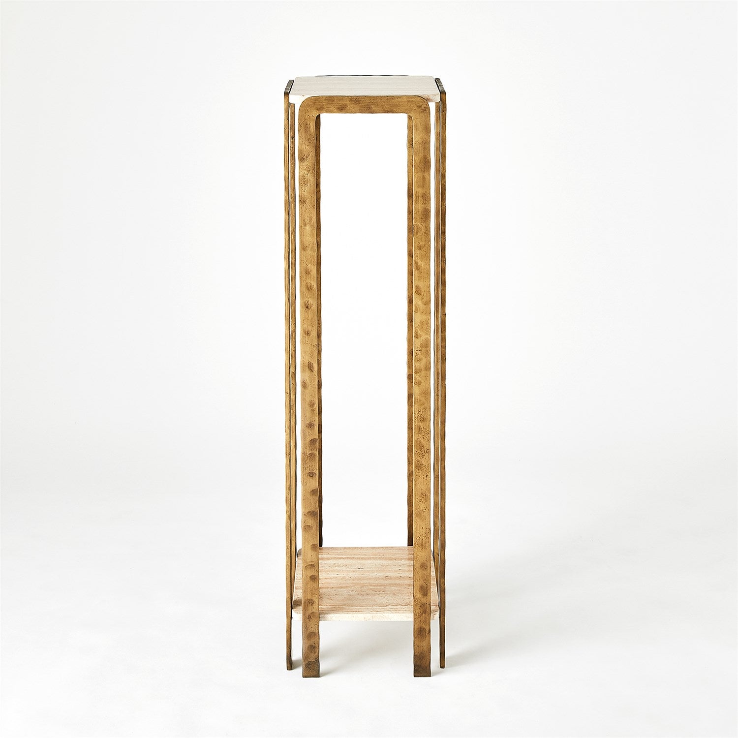 Kraft Pedestal-Light Bronze w/Travertine by Global Views *