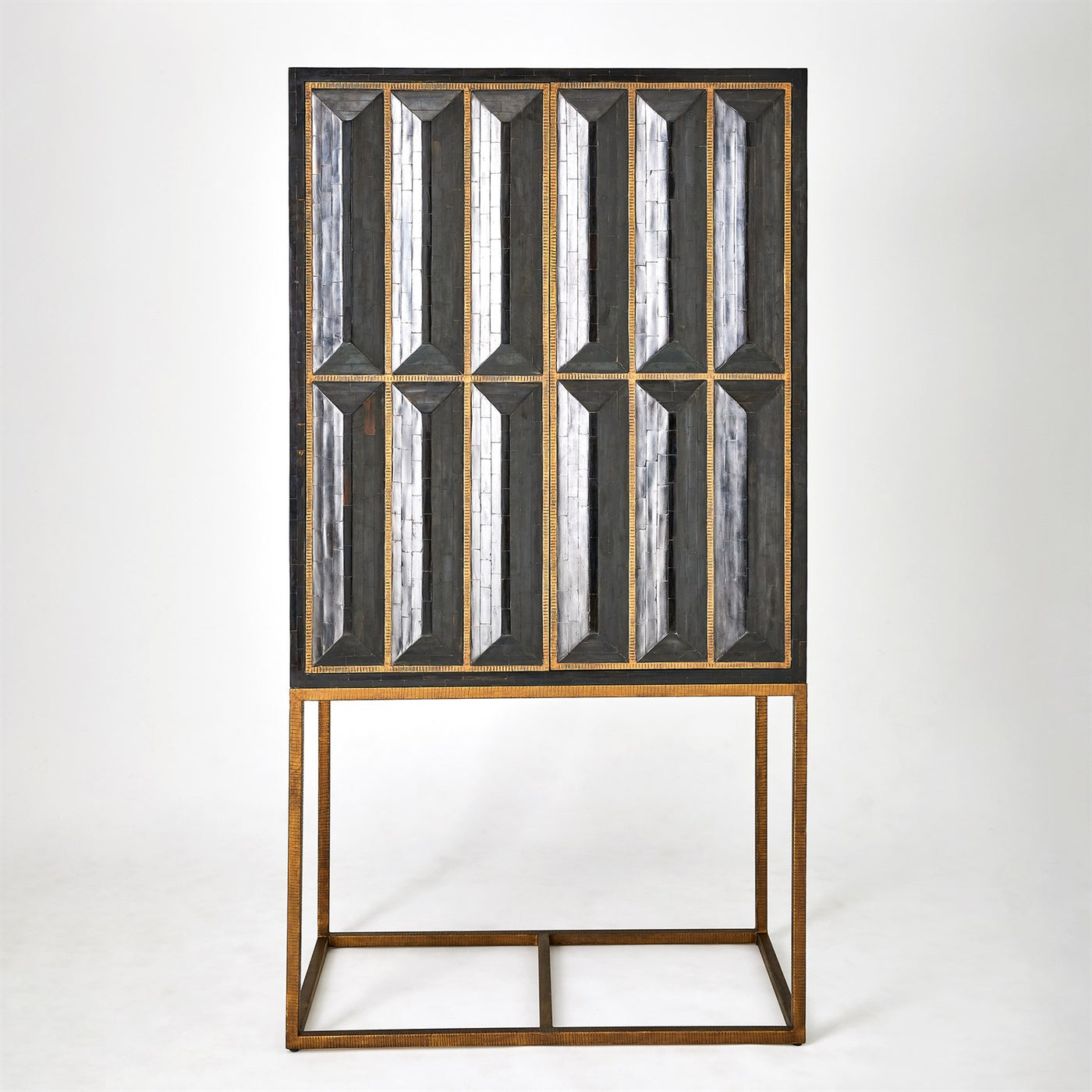 HORN INLAY BAR CABINET-BLACK/ANTIQUE BRASS by Global Views