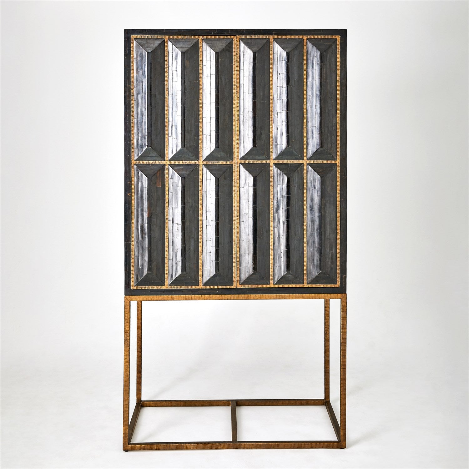 HORN INLAY BAR CABINET-BLACK/ANTIQUE BRASS by Global Views *
