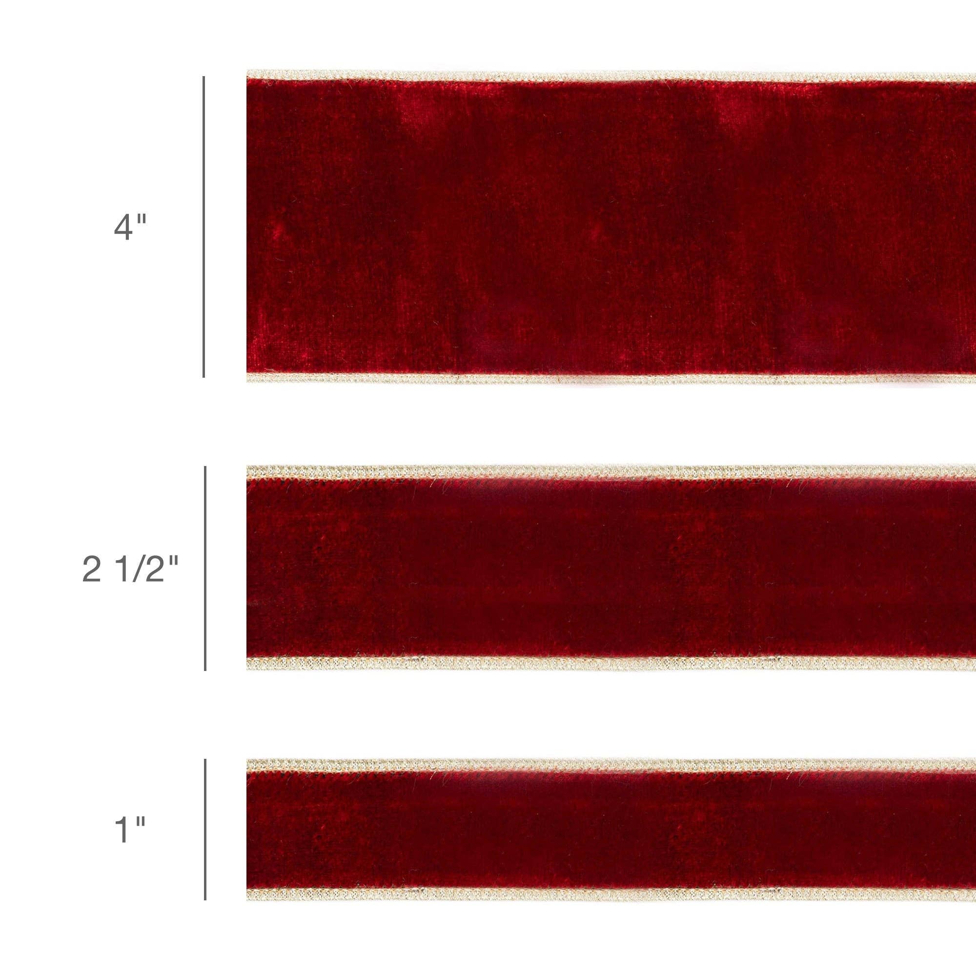 Premium Red Velvet Ribbon with Gold Metallic Backing