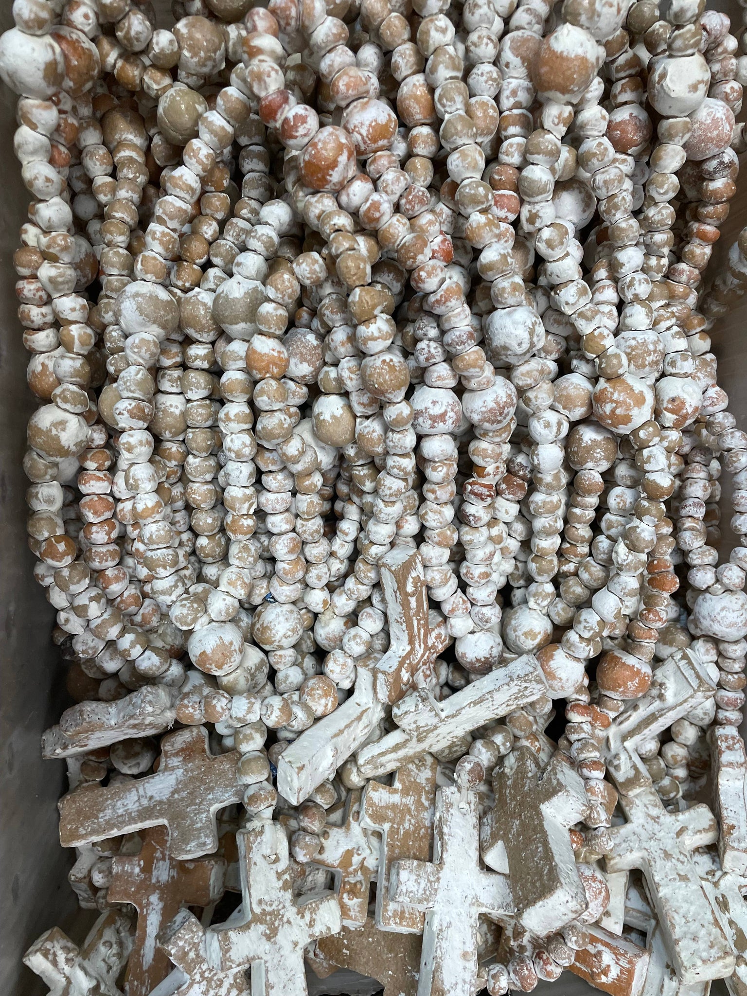 Trinity Clay Rosary 14-18 inch-White Washed