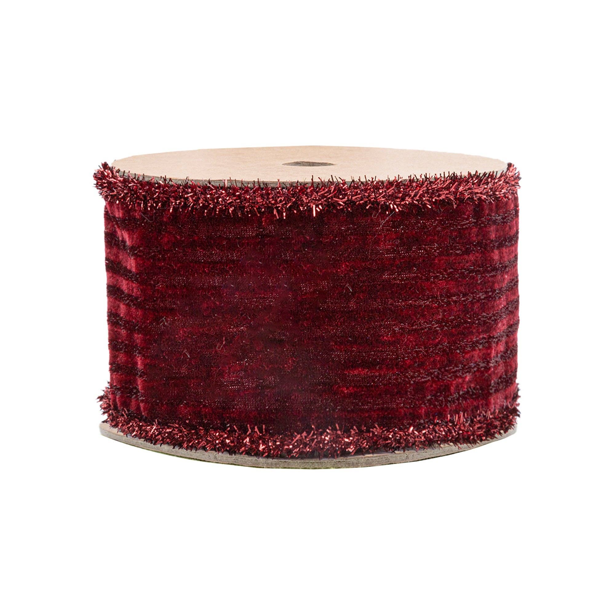 Wired Velvet Ribbon with Tinsel Edging, 10 Yard Roll