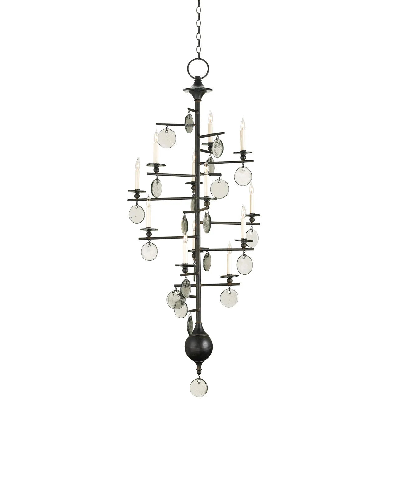 Sethos Large Black Recycled Glass Chandelier by Currey & Co.