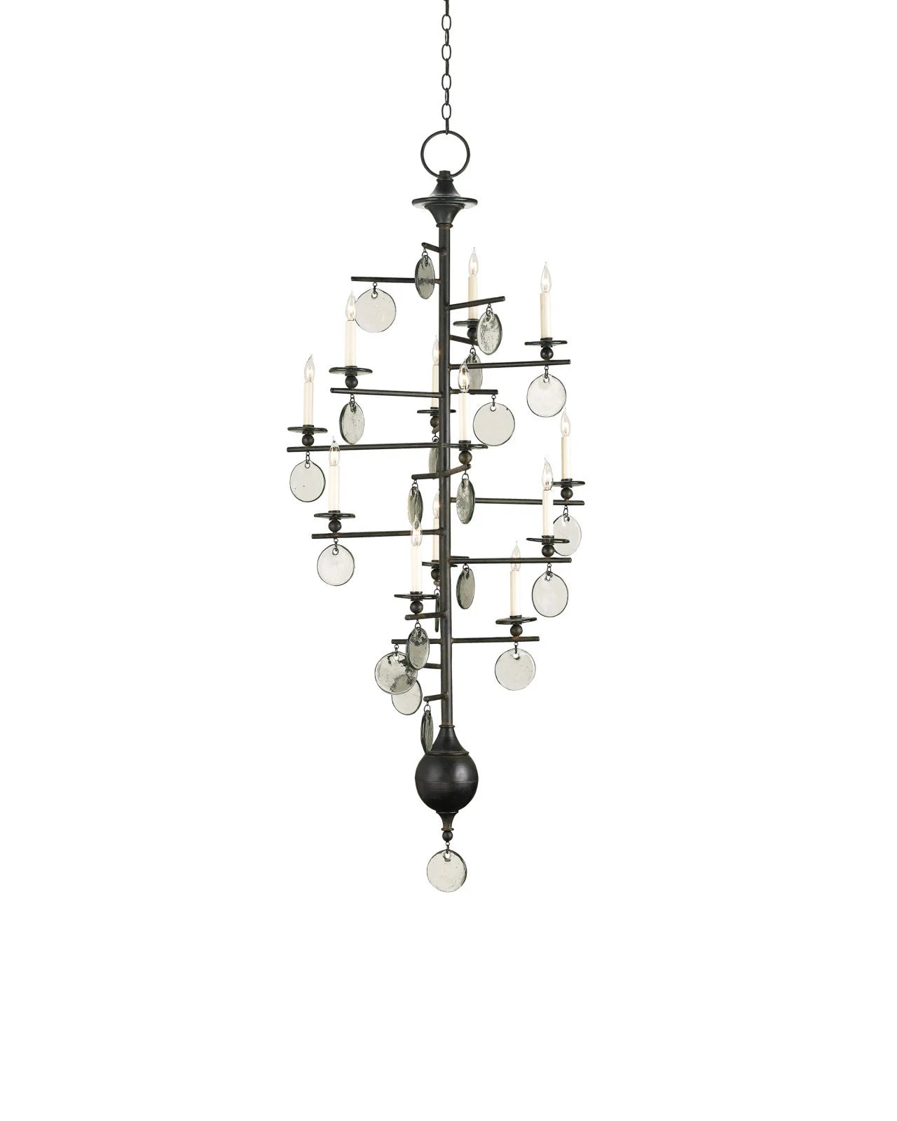Sethos Large Black Recycled Glass Chandelier by Currey & Co. *