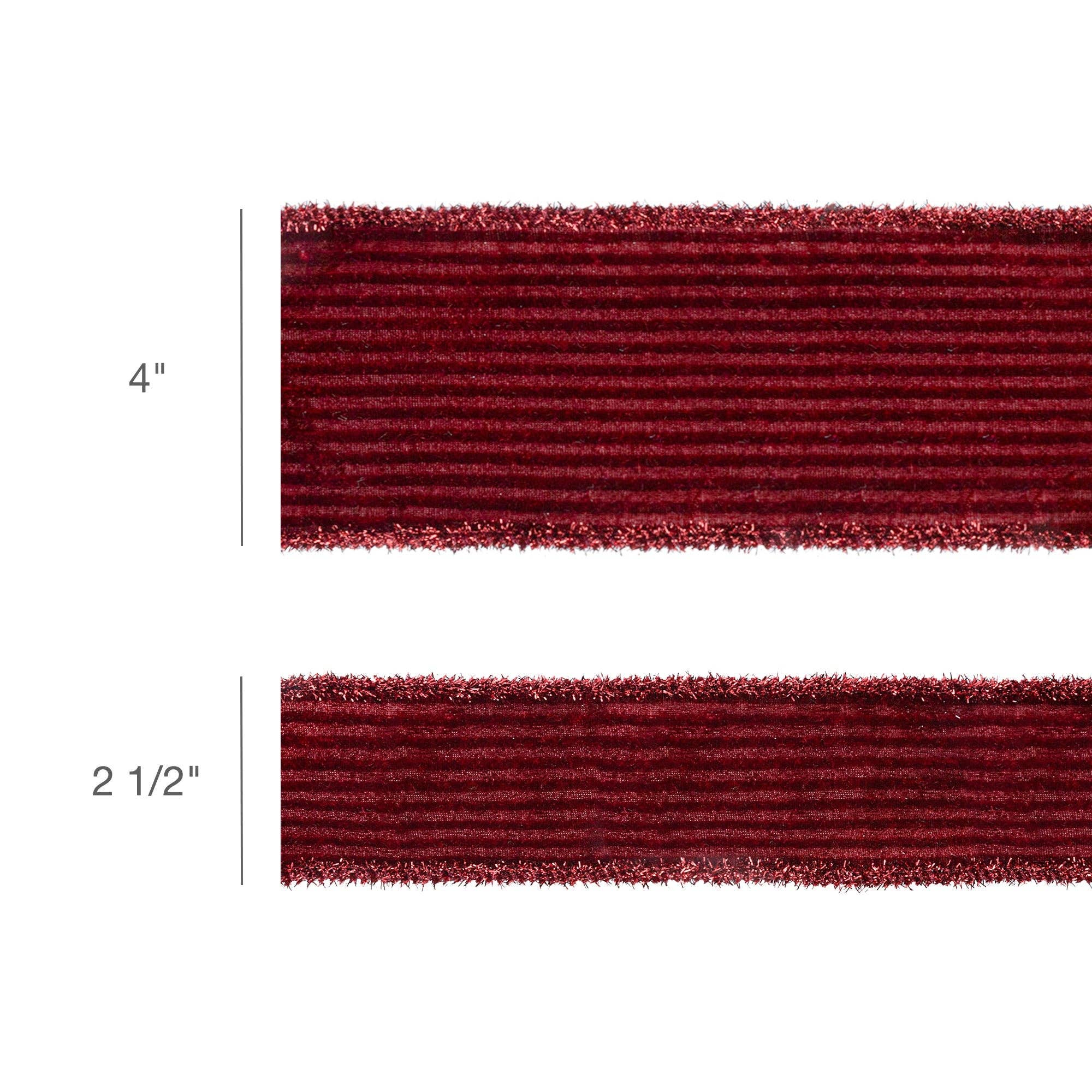 Wired Velvet Ribbon with Tinsel Edging, 10 Yard Roll