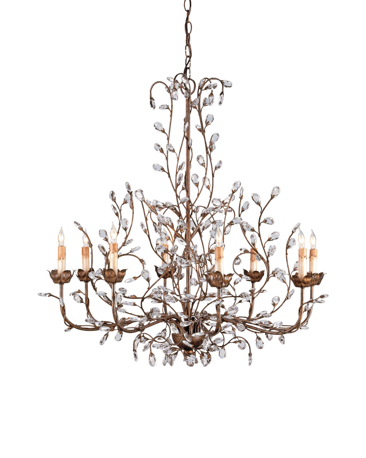 Crystal Bud Large Gold Chandelier by Currey & Co. *