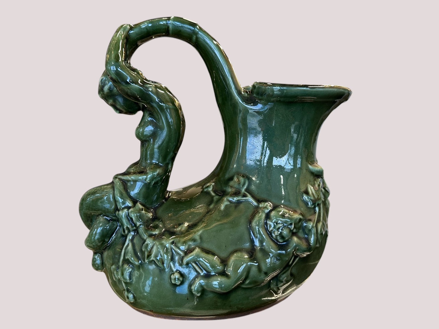 SHI WAN WARE Chinese Ceramic Pottery Vase Pitcher Mermaid Cherub Devil Gargoyle