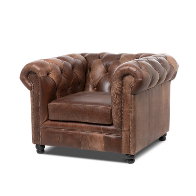 Barrington Tufted Leather Chair, Vintage Umber by Park Hill