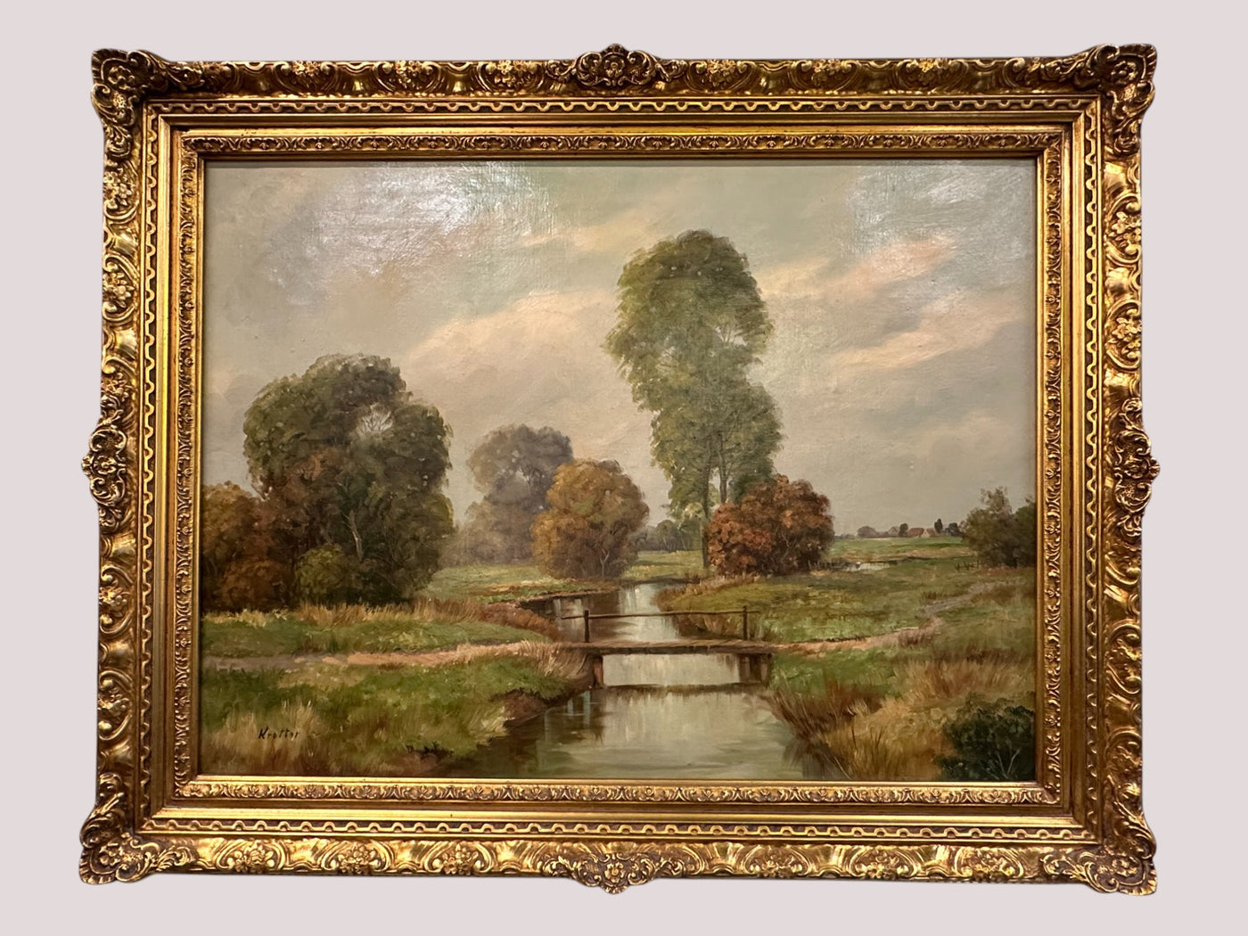 Josef Krotter Oil/Canvas Countryside Landscape Painting Signed