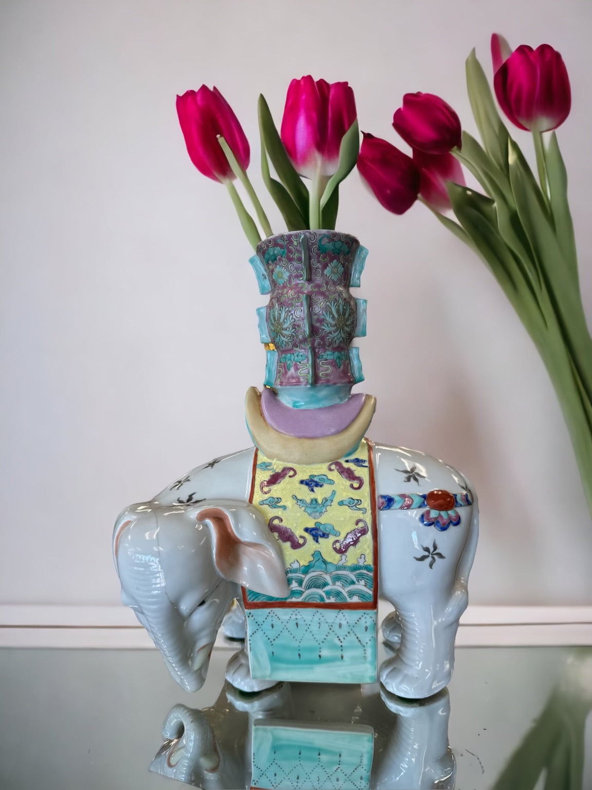Chinese Porcelain Famille Rose Elephant Holders