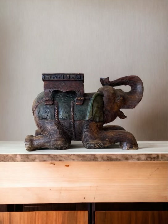 Hand-Carved Vintage Asian Elephant
