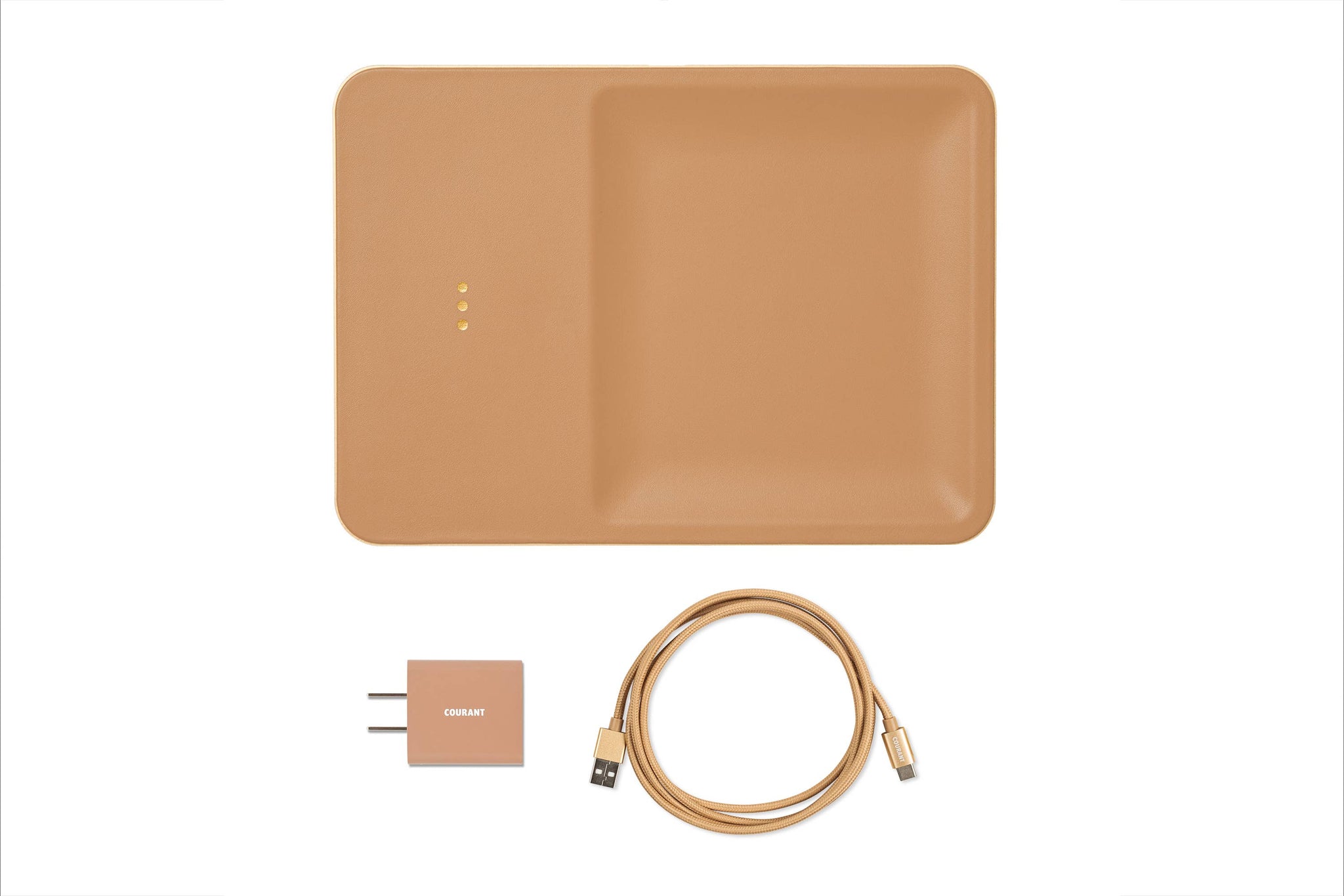 CATCH:3 - Classics Leather Wireless Charger with Valet Tray: Saddle *