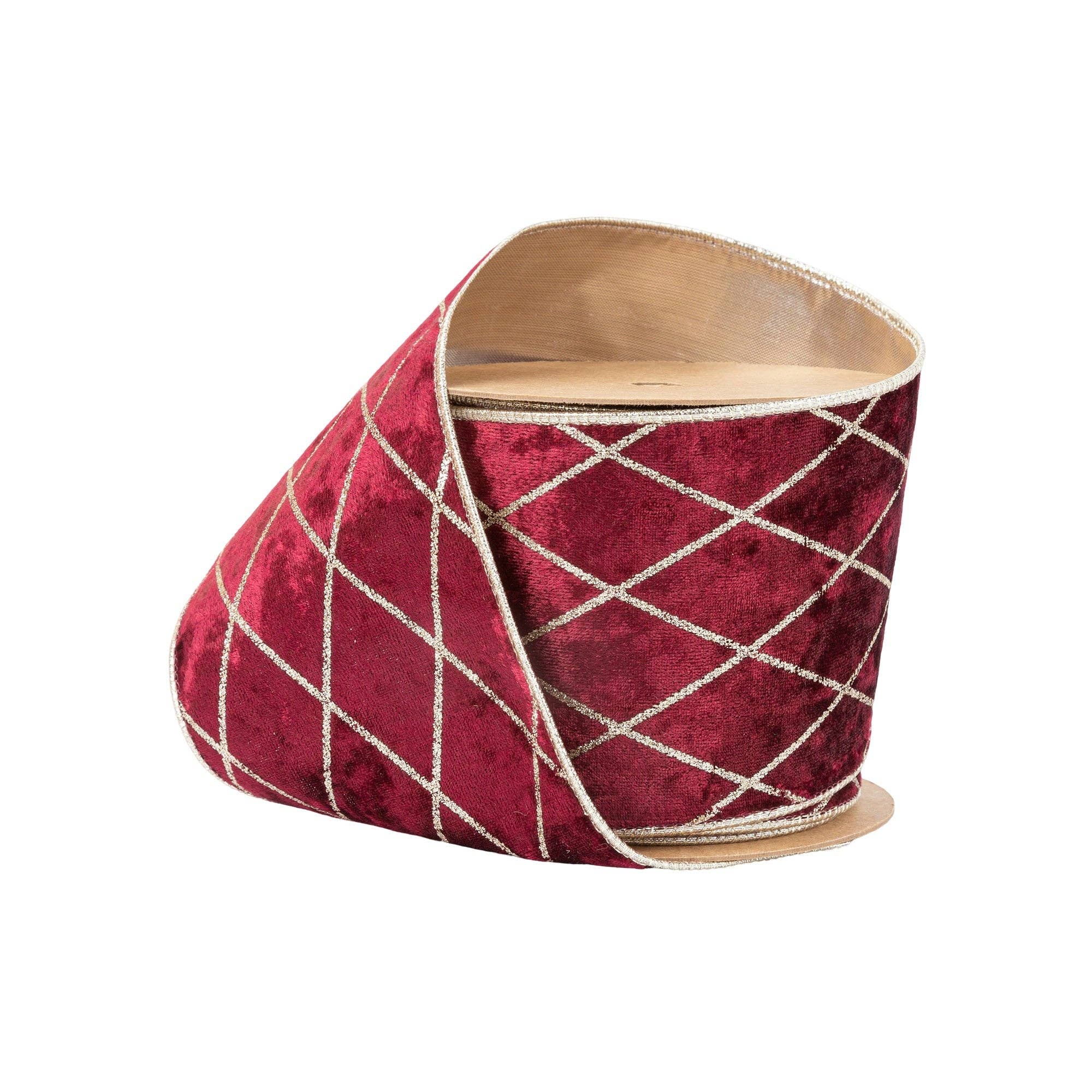 Wired Velvet Ribbon with Glittered Diamond 10 Yard Roll