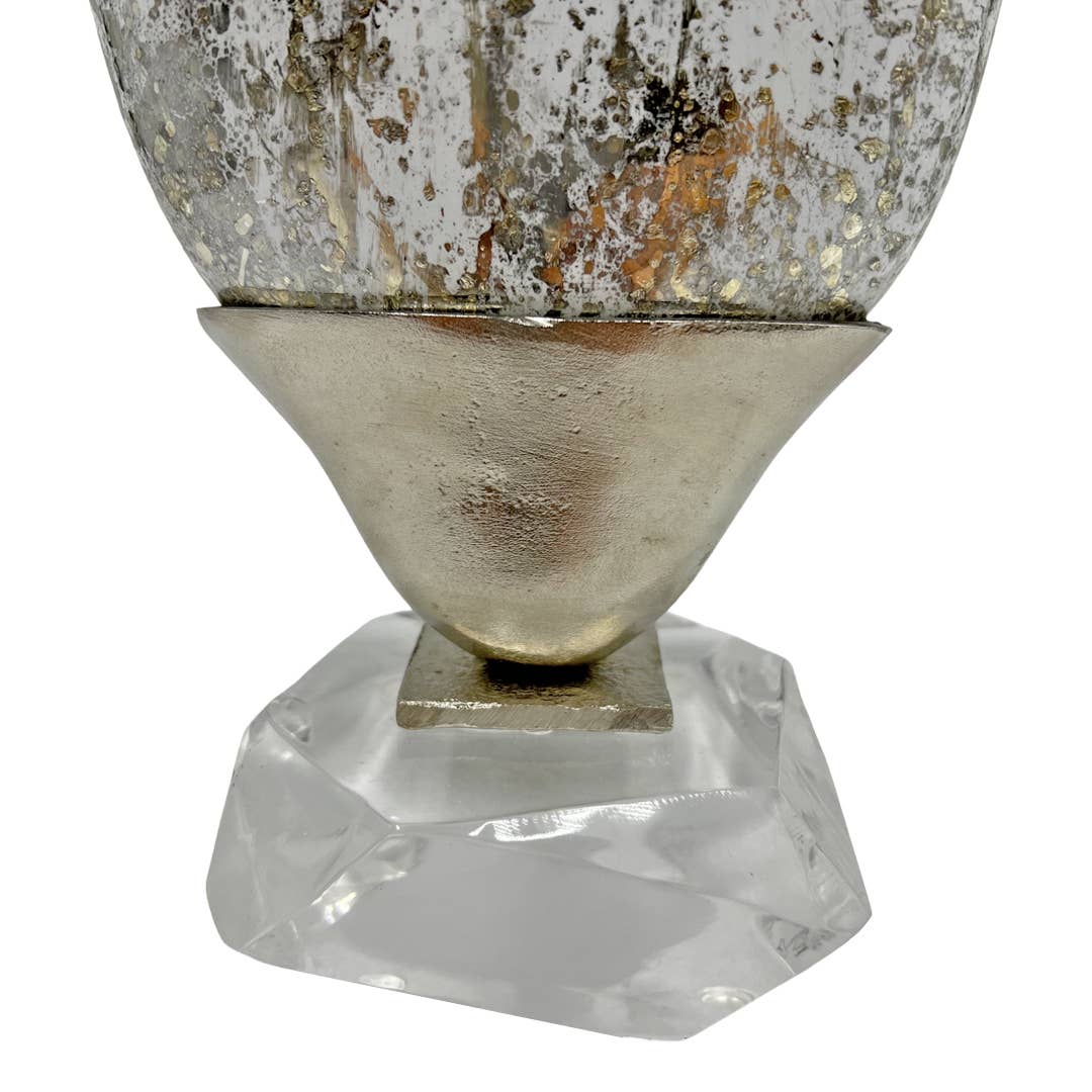 16" Decorative Modern Handmade Aluminum Glass Flower Vase