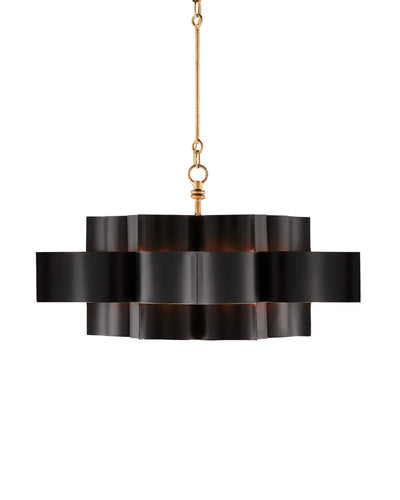 Grand Lotus Large Black Chandelier by Currey & Co.