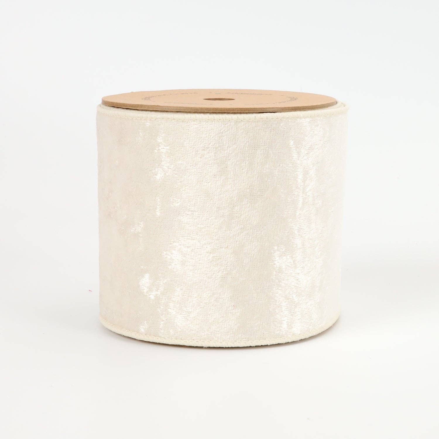4" Reversible Velvet/Lurex Wired Ribbon | Ivory/Gold | Ammons Home Decor