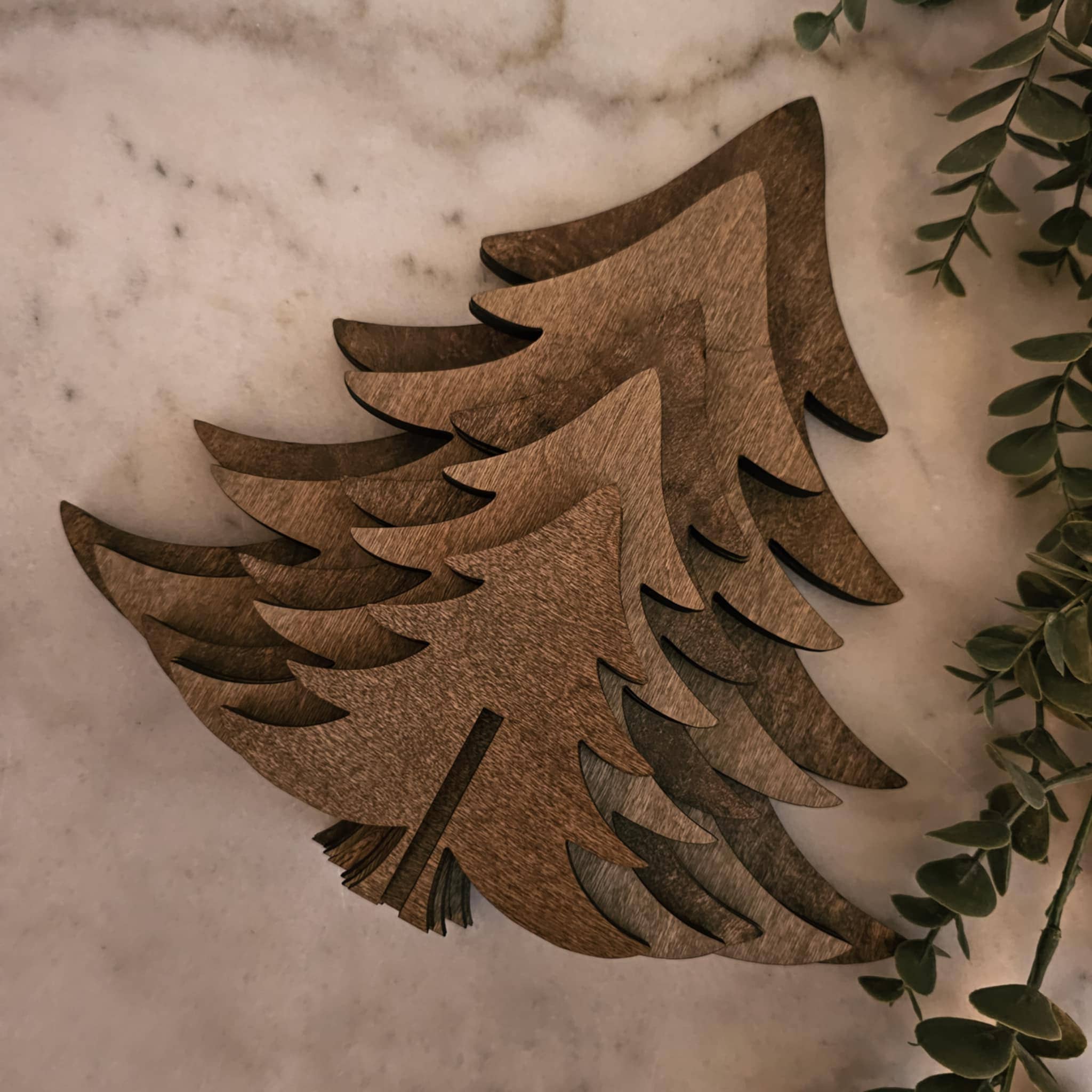 Wood 3D Whimsical Trees Holiday Christmas Decor Table Filler *