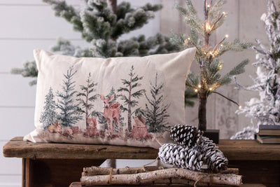 Lumbar Pillow - Winter Animals in Forest (PC)