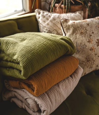 The Cozy: Organic Cotton Blanket: Gold