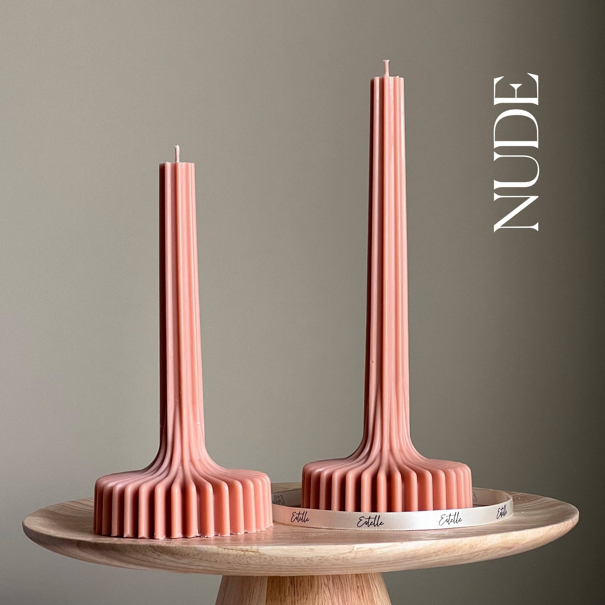 Elegant Stripe Vase Candle: Cream / Set of 2 *