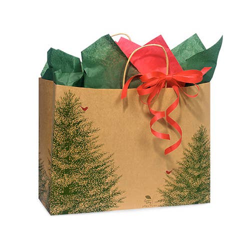 Evergreen Tree Christmas Paper Gift Bags: 250 Pack / Vogue 16x6x12"