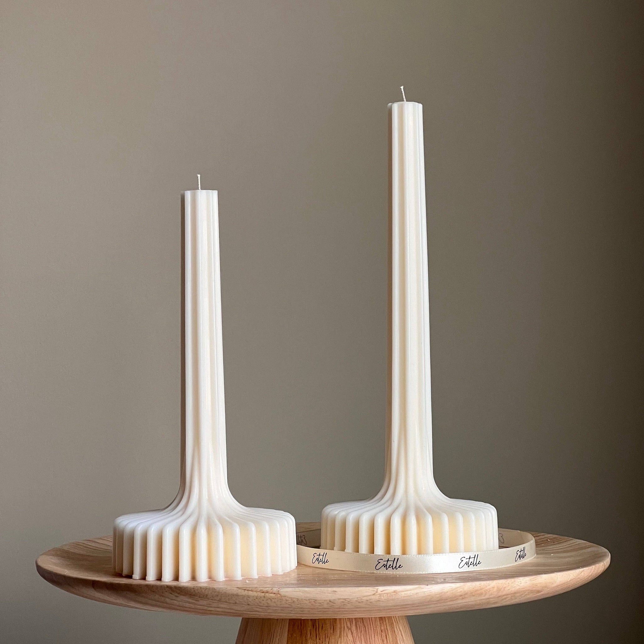 Elegant Stripe Vase Candle: Cream / Set of 2 *