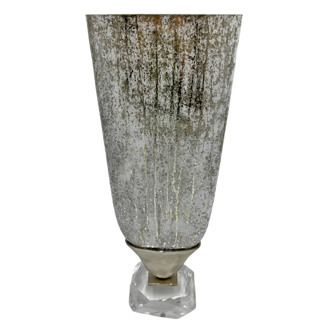 16" Decorative Modern Handmade Aluminum Glass Flower Vase