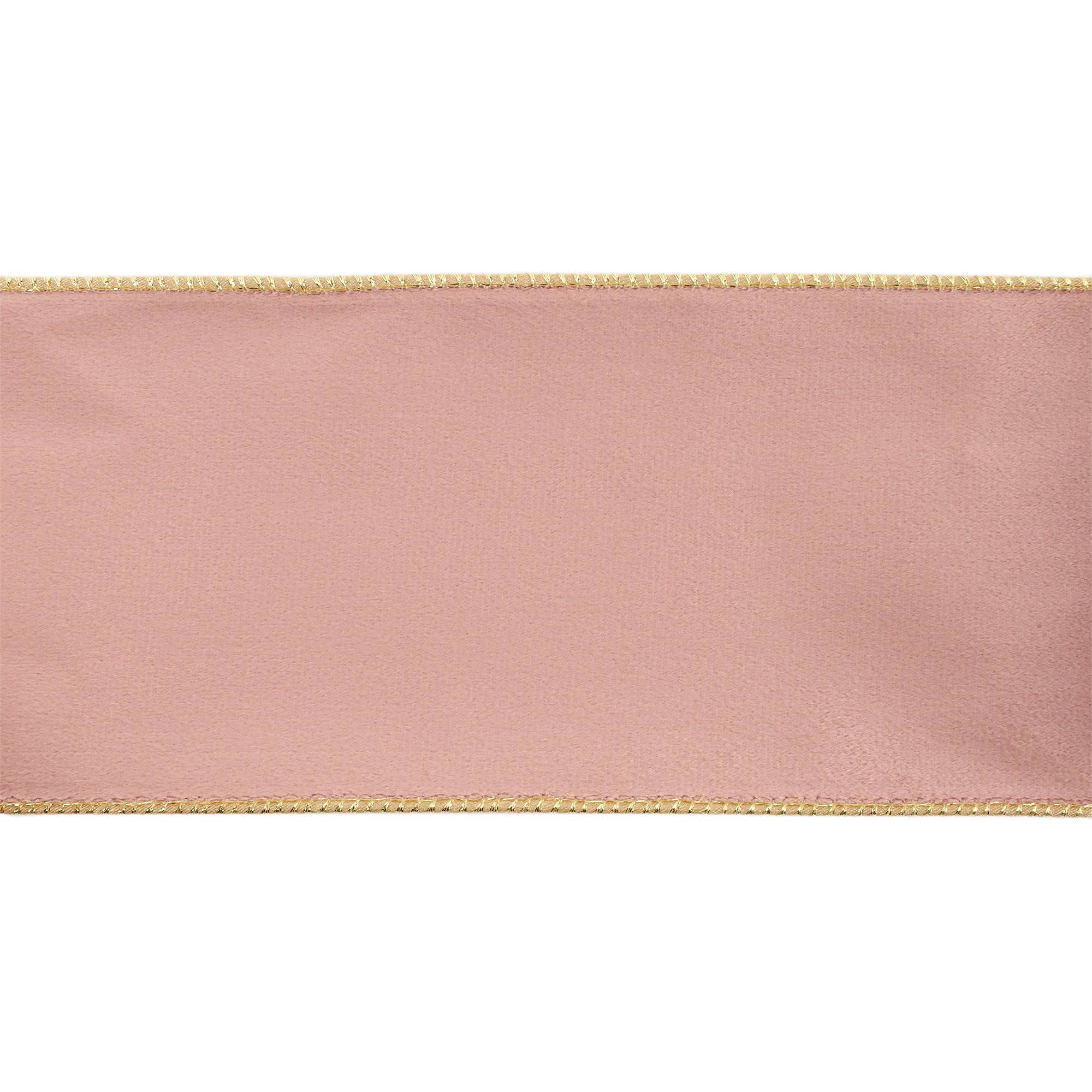 4" Reversible Classic Velvet Wired Ribbon | Pink/Gold | 10 Yard Roll