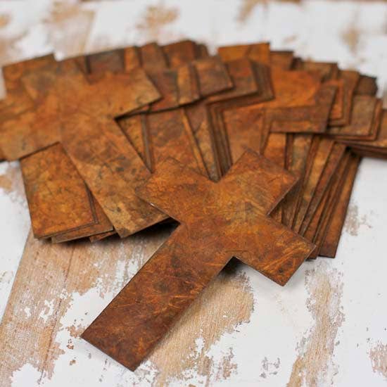 4" Primitive Rusty Tin Crosses (Package of 50 pieces)