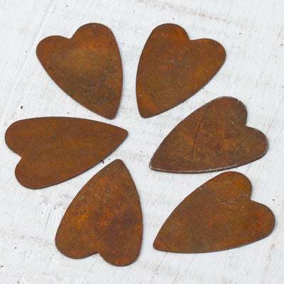 1" Rusty Tin Folk Hearts (Package of 100 pieces)