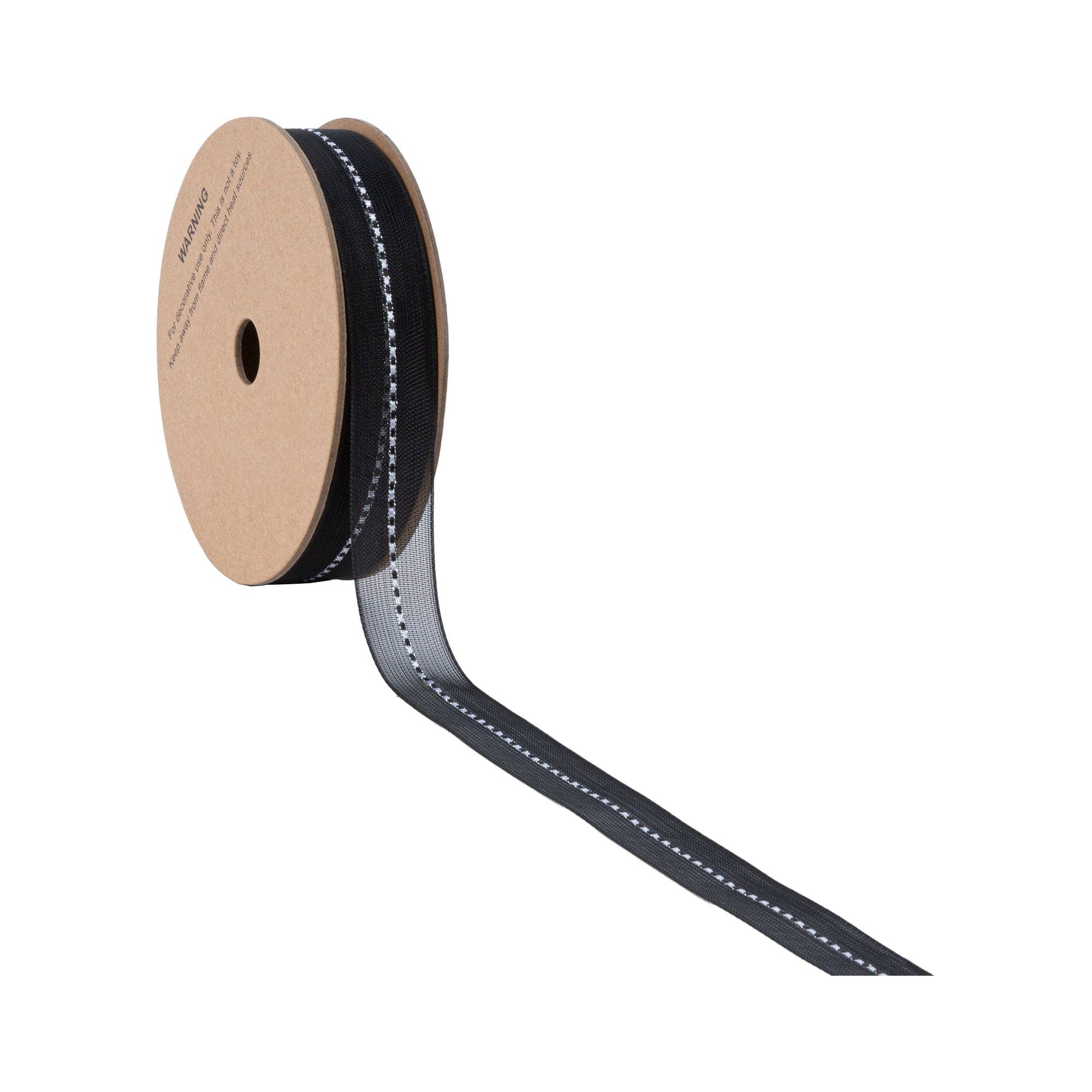 7/8" Sheer Wedding Ribbon | Black | 20 Yard Roll